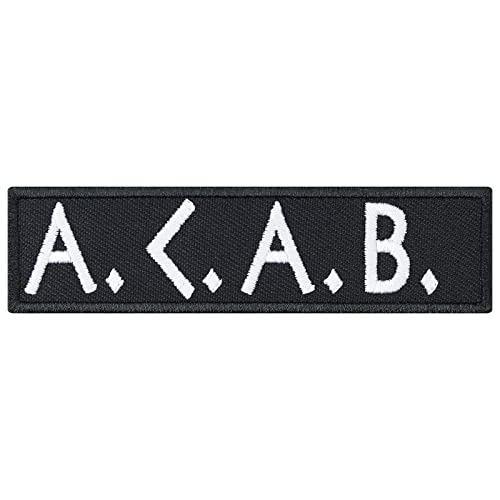 Rocker Aufnäher: "ACAB" Ultras Biker Patch mit Stickerei - Kult-Aufnäher Hooligan Aufbügler Heavy Metal - DIY Stoff-Applikation für Kutte/Jacke/Jeans/Weste, SCHWARZ, 90x25mm von PATCH KING