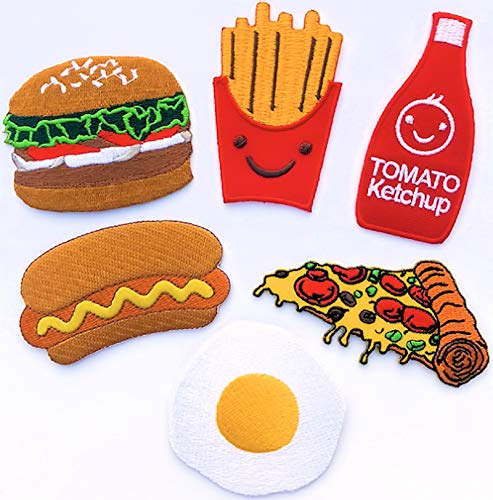 PATCHFIX - Patches - 0001 - Fast-Food - Pizza - Pommes-Frites - Badges - Hamburger - Burger - Ketchup - Hot Dog - Stickerei - Bügelbild - Sticker - Applikation - Aufnäher - Aufbügler - zum aufbügeln von PATCHFIX