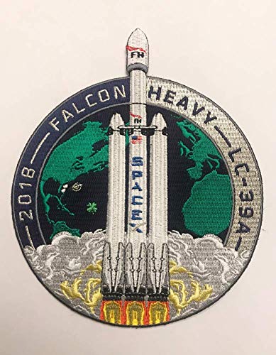 Aufnäher zum Aufbügeln, bestickt, Patch Spacex Falcon Heavy Launch Patch 15 cm von PATCHMANIA