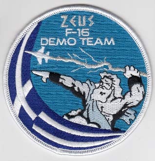 PATCHMANIA Greek Hellenic Air Force HAF Patch F 16 Demo Team Zeus 2018 a 102mm THERMOADHESIVE gestickte Patches Patch von PATCHMANIA