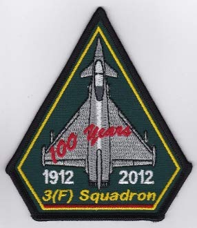 PATCHMANIA RAF Patch a 3 Fighter Squadron Royal Air Force Typhoon Y 100 b 116mm 101mm THERMOADHESIVE gestickte Patches Patch von PATCHMANIA