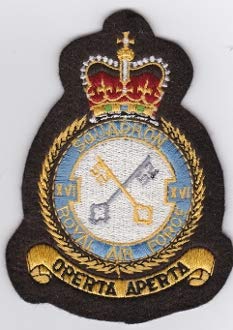 PATCHMANIA RAF Patch b 16 Squadron Royal Air Force Crest Tornado Strike 80mm THERMOADHESIVE gestickte Patches Patch von PATCHMANIA