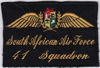 PATCHMANIA SAAF Patch South African Air Force 41 Squadron Pilot Badge 96mm 66mm THERMOADHESIVE gestickte Patches Patch von PATCHMANIA