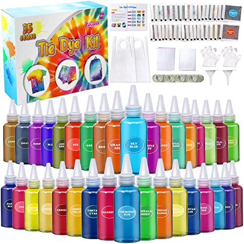 PATIFEED Batikfarben Set für Kinder, 35 Farben Batik-Set, Tie Dye Kit für Kleidung, Spiele und Aktivitäten, Ideales Kunst- und Bastelset für Kinder und Erwachsene von PATIFEED