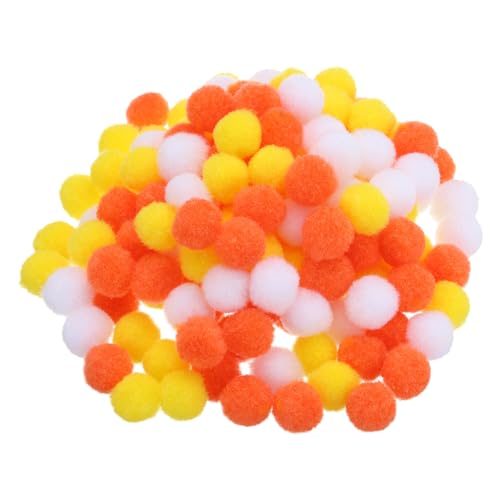 PATIKIL 0,6 Zoll Pompons für Bastelarbeiten, 150 Stück Flauschige Pastell-Pompon-Bälle als Bastelmaterial für kreative DIY-Kunsthandwerk-Dekorationen, Orange, Gelb, Weiß von PATIKIL