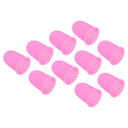 PATIKIL 0.59" 10Pack Gummi Fingerspitze Silikon Daumen Fingerkuppen Schutz Abdeckungen Schutzpolster Fingerhut für Büro Zählen Sortieren Nähen Kleines Format Rosa von PATIKIL