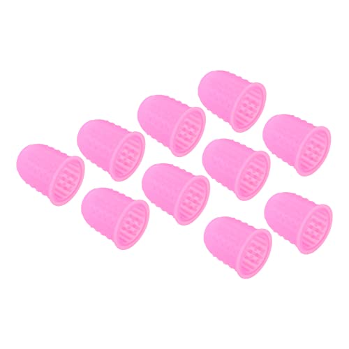 PATIKIL 0.67" 10Pack Gummi Fingerspitze Silikon Daumen Fingerkuppen Schutz Abdeckungen Schutzpolster Fingerhut für Büro Zählen Sortieren Nähen Mittel Größe Rosa von PATIKIL