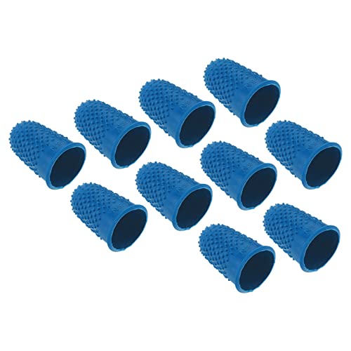 PATIKIL 0.71" 10Pack Gummi Fingerspitze Silikon Daumen Fingerkuppen Schutz Abdeckungen Schutzpolster Fingerhut Griffe für Büro Zählen Nähen Mittel Größe Blau von PATIKIL