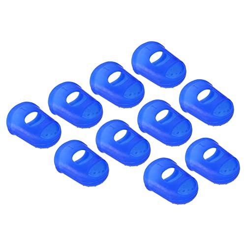 PATIKIL 0.71" 30Pack Gummi Fingerspitze Silikon Daumen Fingerkuppen Schutz Abdeckungen Polster Fingerhut für Gitarre Spielen Büro Zählen Nähen Kleines Format Blau von PATIKIL