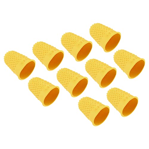 PATIKIL 0.79" 10Pack Gummi Fingerspitze Silikon Daumen Fingerkuppen Schutz Abdeckungen Schutzpolster Fingerhut Griffe für Büro Zählen Nähen Gelb Groß Größe von PATIKIL