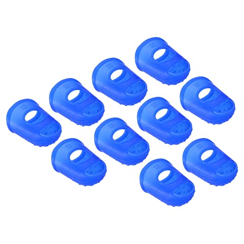 PATIKIL 0.85" 15Pack Gummi Fingerspitze Silikon Daumen Fingerkuppen Schutz Abdeckungen Polster Fingerhut für Gitarre Spielen Büro Zählen Nähen Blau Groß Größe von PATIKIL