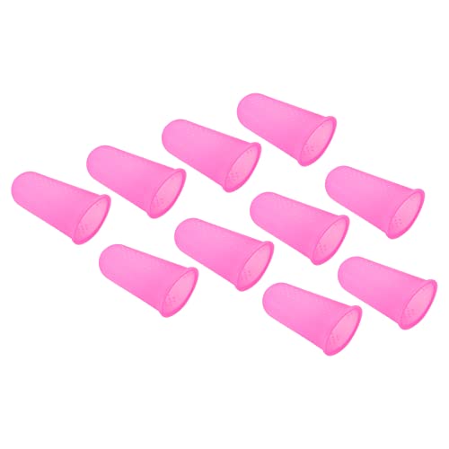 PATIKIL 0.87" 10Pack Gummi Fingerspitze Silikon Daumen Fingerkuppen Schutz Abdeckungen Schutz Finger Griffe Fingerhut für Büro Zählen Sortieren Nähen Großformat Rosa von PATIKIL