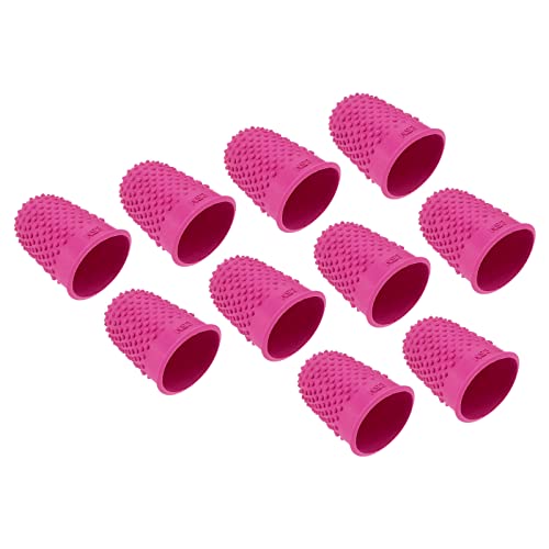 PATIKIL 0.87" 10Pack Gummi Fingerspitze Silikon Daumen Fingerkuppen Schutz Abdeckungen Schutzpolster Fingerhut Griffe für Büro Zählen Nähen Rose Rot XL Größe von PATIKIL