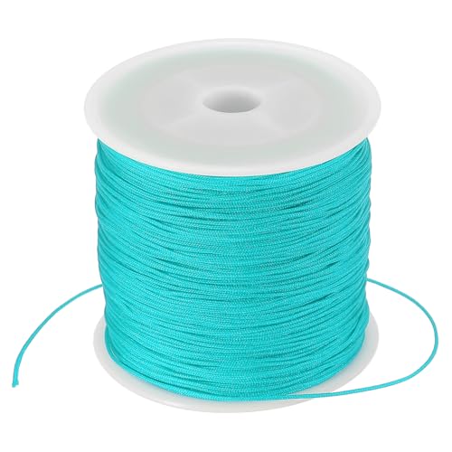 PATIKIL 0.8mm x 109 Yard Nylon Satin Kordel Nylon Perlenschnur Knüpfen Kordel Kette Geflochtene Schnur für Armbänder Schmuck Zierrat Chinesische Knoten Cyan von PATIKIL