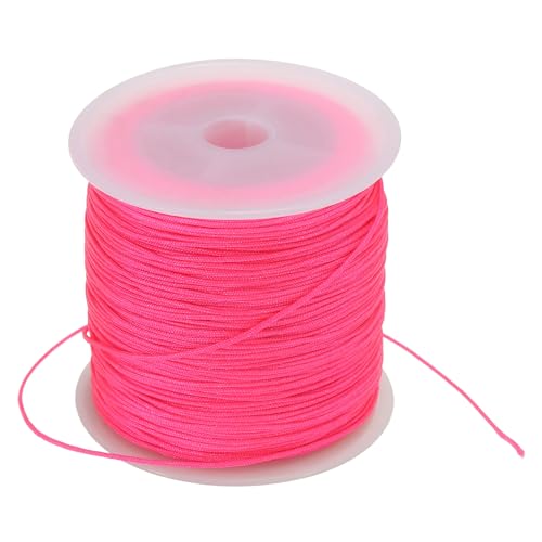 PATIKIL 0.8mm x 109 Yard Nylon Satin Kordel Nylon Perlenschnur Knüpfen Kordel Kette Geflochtene Schnur für Armbänder Schmuck Zierrat Chinesische Knoten Fluoreszierend Rosenrot von PATIKIL