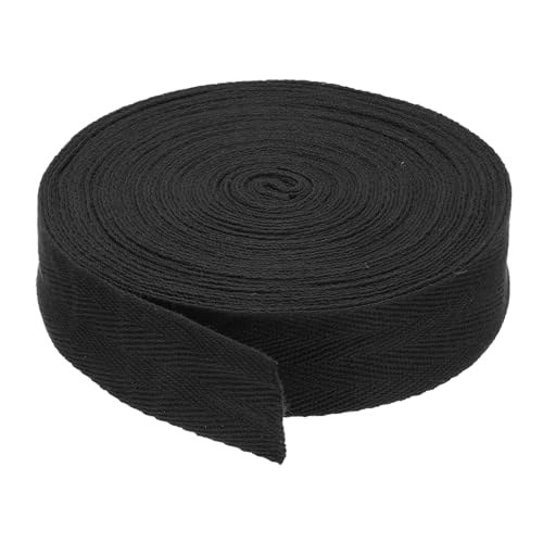 PATIKIL Baumwollband Baumwolle Gurtband 30mm x 9m, Schrägband Baumwoll Nahtband Köperband Saumband Einfassband Stoffband Webband zum Nähen für DIY Basteln Stricken Verpackungen, Schwarz von PATIKIL