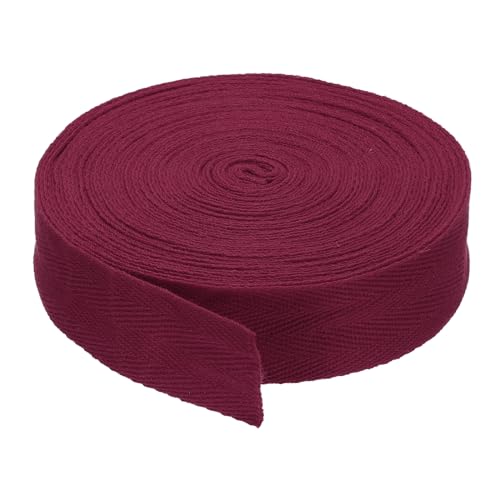 PATIKIL Baumwollband Baumwolle Gurtband 30mm x 9m, Schrägband Baumwoll Nahtband Köperband Saumband Einfassband Stoffband Webband zum Nähen für DIY Basteln Stricken Verpackungen, Dunkelrot von PATIKIL