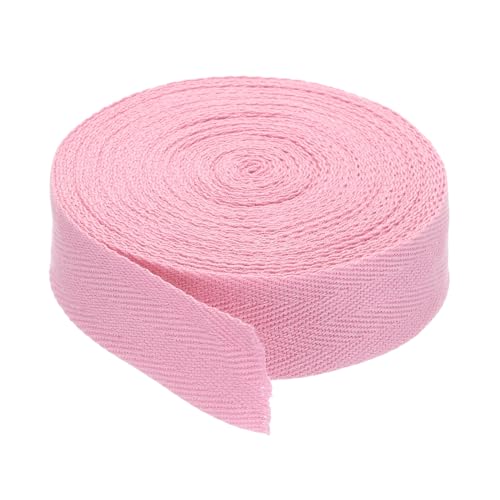 PATIKIL Baumwollband Baumwolle Gurtband 30mm x 9m, Schrägband Baumwoll Nahtband Köperband Saumband Einfassband Stoffband Webband zum Nähen für DIY Basteln Stricken Verpackungen, Hell-Pink von PATIKIL