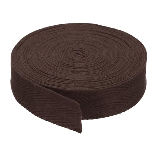 PATIKIL Baumwollband Baumwolle Gurtband 30mm x 9m, Schrägband Baumwoll Nahtband Köperband Saumband Einfassband Stoffband Webband zum Nähen für DIY Basteln Stricken, Dunkler Kaffee von PATIKIL