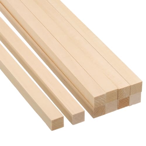 PATIKIL 1/2 Zoll Holzstäbe, 10 Stück 30,5 cm lange quadratische Holzdübel aus unbehandeltem Hartholz für Bastelbedarf DIY von PATIKIL