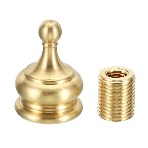 PATIKIL 1" Hoch Messing Lampe Endstücke Kappe Knopf 1 Set Lampe Schraube Halterung Gewindebohrung 1/4-27 für Tisch und Boden Lampenschirm Dekoration Gold Ton von PATIKIL