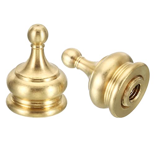 PATIKIL 1" Hoch Messing Lampe Endstücke Kappe Knopf 2 Set Lampe Schraube Halterung Gewindebohrung 1/4-27 für Tisch und Boden Lampenschirm Dekoration Gold Ton von PATIKIL