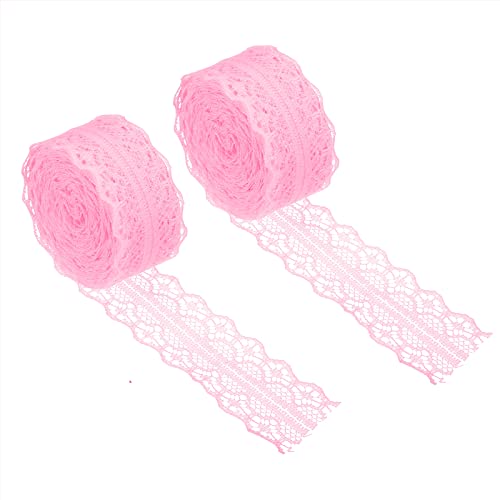 PATIKIL 1.2" Breite 11 Yards Spitzenband 2Pack Nähen Spitzenrolle Geschenk Paket Muster Verpackung für Party Haus Verzierung Kleid Handwerk Hell Rosa von PATIKIL