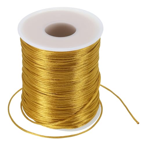 PATIKIL 1.5mm x 109 Yard Nylon Satin Kordel Nylon Perlenschnur Knüpfen Kordel Kette Geflochtene Schnur für Armbänder Schmuck Zierrat Chinesische Knoten Gold von PATIKIL