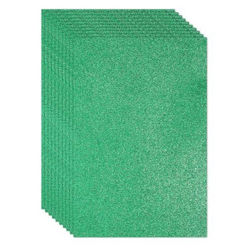 PATIKIL 10 Blätter 2mm Glitzer-Schaumstoffplatte, 16" x 12" Grün Glitzer EVA Papier von PATIKIL