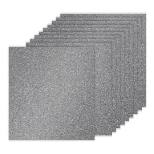 PATIKIL 10 Blatt Kartonpapier Quadratisch 250g - 30,5 x 30,5 cm - Dickes Bastelkarton zum Basteln Hochzeit Karton Glitzer Papier Stanzen DIY Deko Bastelpapier Bedruckbar, Grau von PATIKIL