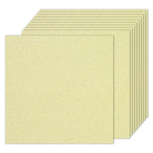 PATIKIL 10 Blatt Kartonpapier Quadratisch 250g - 30,5 x 30,5 cm - Dickes Bastelkarton zum Basteln Hochzeit Karton Glitzer Papier Stanzen DIY Deko Bastelpapier Bedruckbar, Helles Gold von PATIKIL