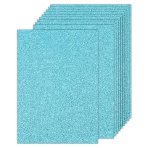 PATIKIL 10 Blatt hellblaues Glitzer-Kartonpapier, 21,6 x 27,9 cm, 250 g/m², quadratisch, hochwertiges glitzerndes Papier, Bastelkartonpapier für Scrapbooking, Kartenherstellung, DIY-Kunstprojekte, von PATIKIL