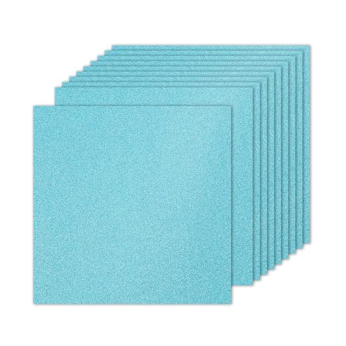 PATIKIL 10 Blatt hellblaues Glitzer-Kartonpapier, 25,4 x 25,4 cm, 250 g/m², quadratisch, hochwertiges glitzerndes Papier, Bastelkartonpapier für Scrapbooking, Kartenherstellung, DIY-Kunstprojekte, von PATIKIL