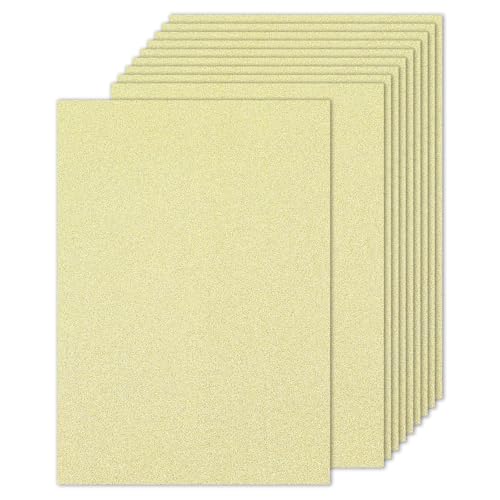 PATIKIL 10 Blatt hellgoldenes Glitzer-Kartonpapier, 21,6 x 27,9 cm, 250 g/m², quadratisch, hochwertiges glitzerndes Papier, Bastelkartonpapier für Scrapbooking, Kartenherstellung, DIY-Kunstprojekte, von PATIKIL