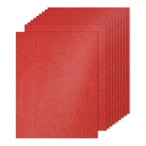 PATIKIL 10 Blatt leuchtend rotes Glitzer-Kartonpapier, 21,6 x 27,9 cm, 250 g/m², quadratisch, hochwertiges glitzerndes Papier, Bastelkartonpapier für Scrapbooking, Kartenherstellung, von PATIKIL