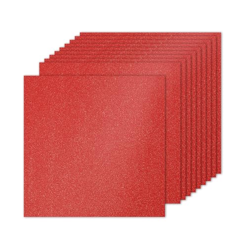 PATIKIL 10 Blatt leuchtend rotes Glitzer-Kartonpapier, 25,4 x 25,4 cm, 250 g/m², quadratisch, hochwertiges glitzerndes Papier, Bastelkartonpapier für Scrapbooking, Kartenherstellung, von PATIKIL