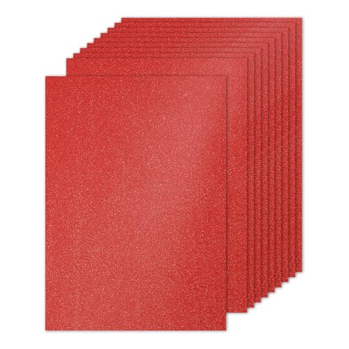 PATIKIL 10 Blatt leuchtend rotes Glitzer-Kartonpapier, A4, 250 g/m², quadratisch, hochwertiges glitzerndes Papier, Bastelpapier, für Scrapbooking, Kartenherstellung, DIY-Kunstprojekte, Hochzeitsfeier von PATIKIL