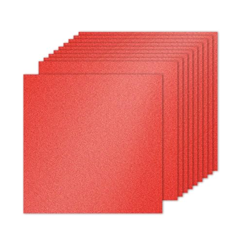 PATIKIL 10 Blatt rotes Glitzer-Kartonpapier, 25,4 x 25,4 cm, 250 g/m², quadratisch, hochwertiges glitzerndes Papier, Bastelkartonpapier für Scrapbooking, Kartenherstellung, DIY-Kunstprojekte, von PATIKIL