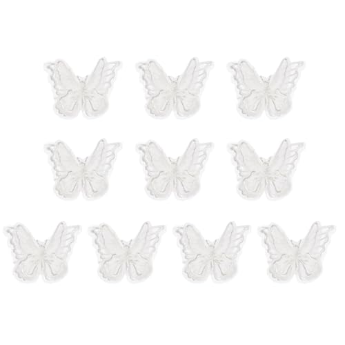 PATIKIL 10 Stück Stickerei Spitze Schmetterling Applikation, 4,1 x 5,1 cm Schmetterling zum Aufbügeln mit doppellagiger Organza-Applikationen für Kleidung, Hochzeitskleider, DIY, Kleidung, Handwerk, von PATIKIL