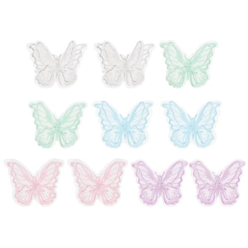 PATIKIL 10 Stück Stickerei Spitze Schmetterling Applikation, 1,6"x2" Schmetterling Aufbügler mit Doppelschicht Organza Applikationen für Kleidung Hochzeitskleiderk, Multicolor von PATIKIL