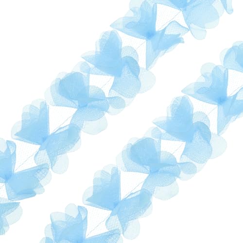 PATIKIL 10 Yards Blumen Spitzenband, 6cm B Spitzenstoff Blumen Spitzenborte 3D DIY Nähen für Handwerk Hochzeitskleid Hut Blumenvorhang Verziert, Blau von PATIKIL