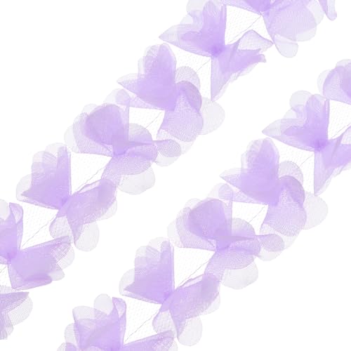 PATIKIL 10 Yards Blumen Spitzenband, 6cm B Spitzenstoff Blumen Spitzenborte 3D DIY Nähen für Handwerk Hochzeitskleid Hut Blumenvorhang Verziert, Lila von PATIKIL