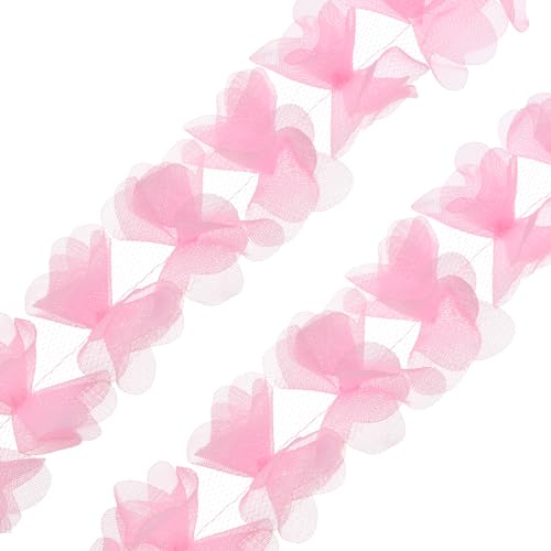 PATIKIL 10 Yards Blumen Spitzenband, 6cm B Spitzenstoff Blumen Spitzenborte 3D DIY Nähen für Handwerk Hochzeitskleid Hut Blumenvorhang Verziert, Rosa von PATIKIL