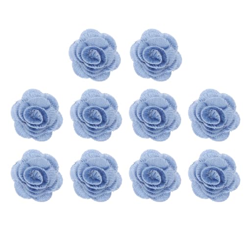 PATIKIL 10 x Blumenspitzen-Stickerei-Applikation, 3D-bestickter Blumenaufnäher mit Organza-Applikation für Kleidung, Hochzeitskleid, DIY, Kleidung, Handwerk, Blau von PATIKIL