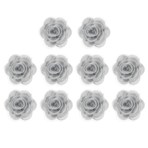 PATIKIL 10 x Blumenspitzen-Stickerei-Applikation, 3D-bestickter Blumenaufnäher mit Organza-Applikation für Kleidung, Hochzeitskleid, DIY, Kleidung, Handwerk, Silber von PATIKIL