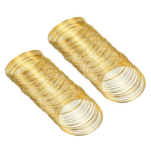 PATIKIL 100 Schleifen Memory Wire, 2 Stück 0,8 mm 20 Gauge Schmuckdraht Basteldraht Memory Stahldraht für Schmuckherstellung Armbänder Perlen DIY Handwerk, Golden von PATIKIL