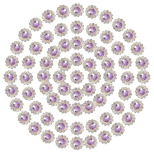 PATIKIL 100 Stk. Aufnäh-Rhinestones Kristalle 10mm 2 Schichten Nähen Sonnenblume Blumenkralle Rhinestones Kristalle Glas Edelsteine Metallbasis für Hochzeitskleid Kleidung, Lila von PATIKIL