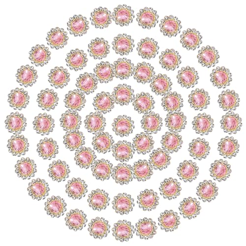 PATIKIL 100 Stk. Aufnähbare Strasssteine Kristalle 10mm 2 Schichten Nähen Sonnenblume Blumenkralle Strasssteine Kristalle Glas Edelsteine Metallbasis für Hochzeitskleid Kleidung, Pink von PATIKIL