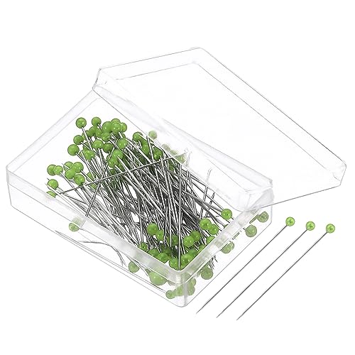 PATIKIL 100Stk Nähen Stifte 1.5" Perlenförmig Kugel Kopfnadeln Gerade Pin für Stoff Dekorativ Kleider Herstellung Basteln Grün von PATIKIL
