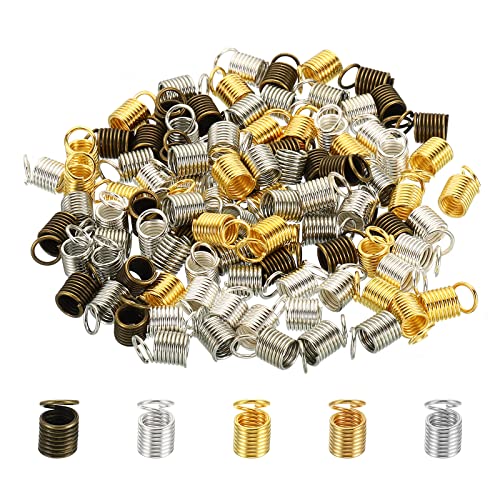 PATIKIL 100Stk Schnur 5.5x9mm Endkappen Metall Feder Spulenende Spitzen Crimp Klemmen Kappen für Schmuck Herstellung Armbänder Halskette Heimwerken Vielfarbig von PATIKIL